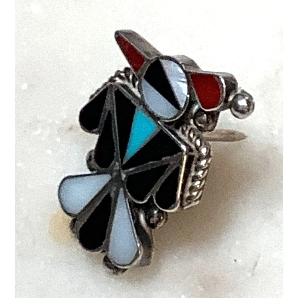 Zuni Lapel Pin Bird Sterling Siver Artisan Signed Tie Pin Native American